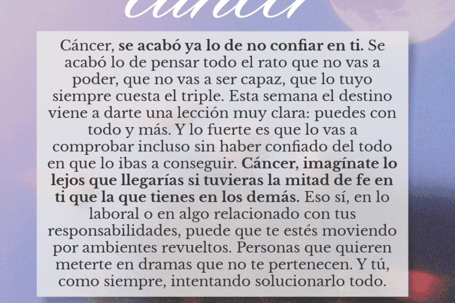 Cáncer horóscopo diario